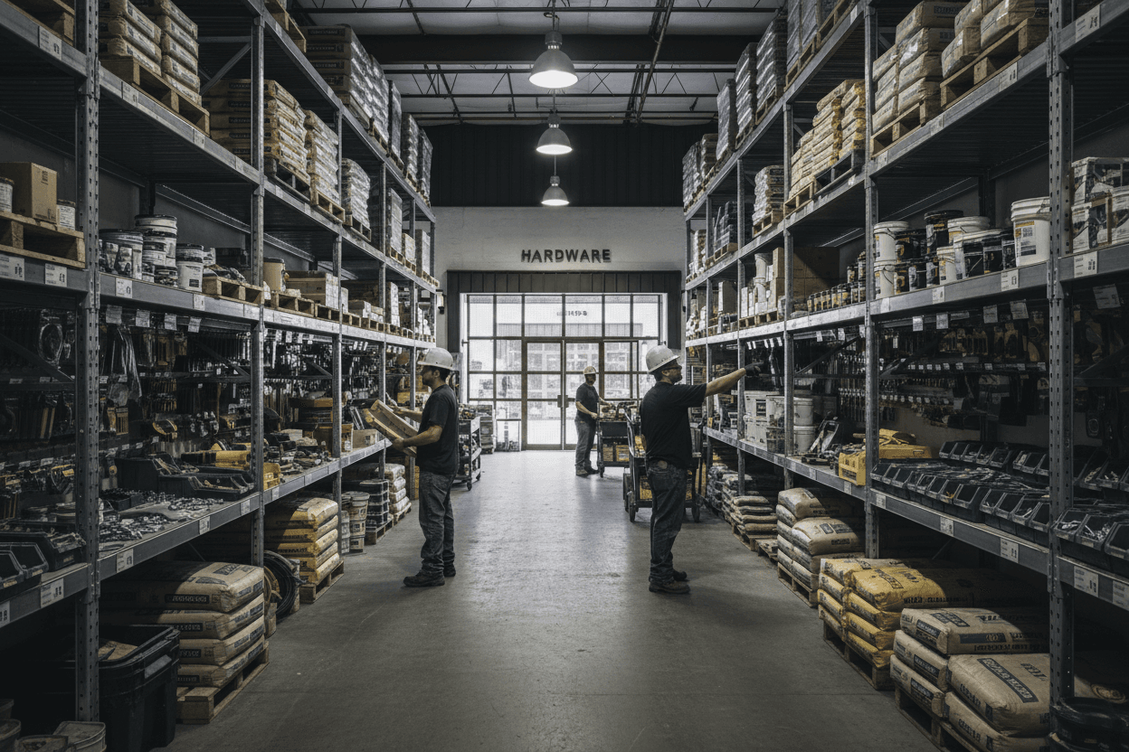 Полки магазина с инструментами